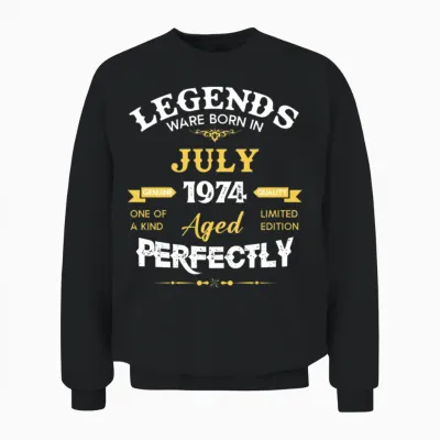 Vintage Aged to Perfection July 1974 Unisex Sweatshirt - Black