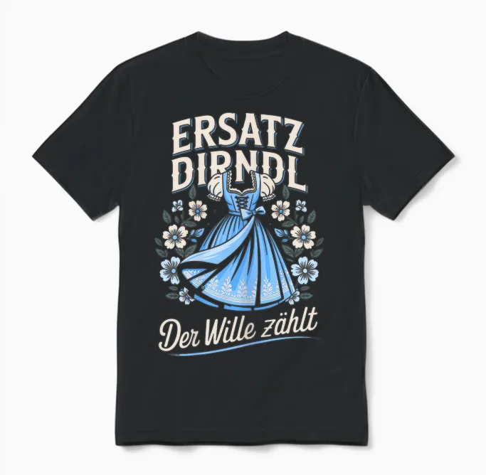 Trachtenshirt Damen & Ersatz Dirndl Ersatzdirndl Trachten Unisex T-Shirt in Black