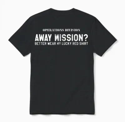 Away Mission Lucky Red Sci Fi Geek Unisex T-Shirt - Black