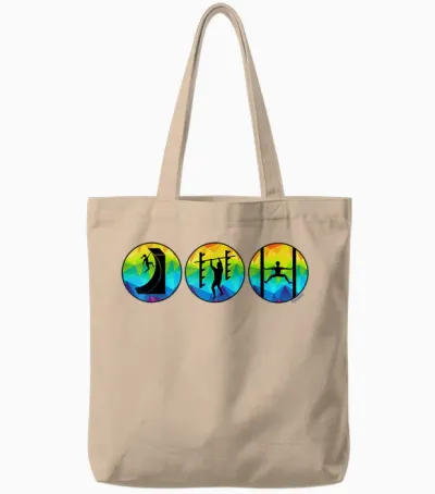 Ninja Warrior Hindernislauf Lachsleiter Verzogene Wand Tote Bags - Natural
