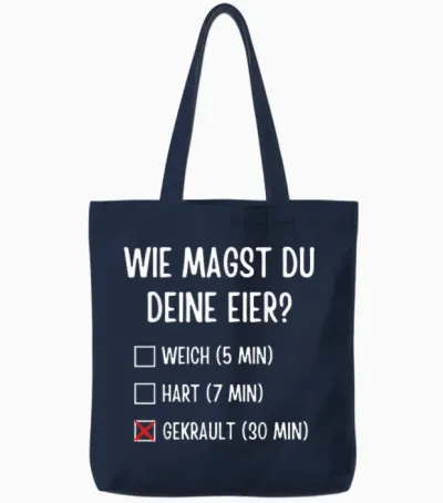 Wie Magst Du Deine Eier? Gekrault Tote Bags - Navy
