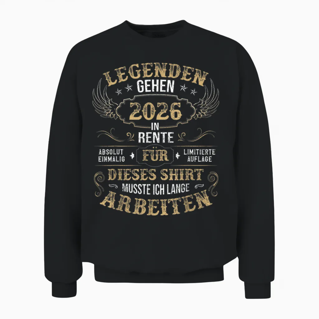 Rentner Eine Legende Geht in Rente 2026 Ruhestand Homme T-Shirt, Black Unisex Sweatshirt in Black