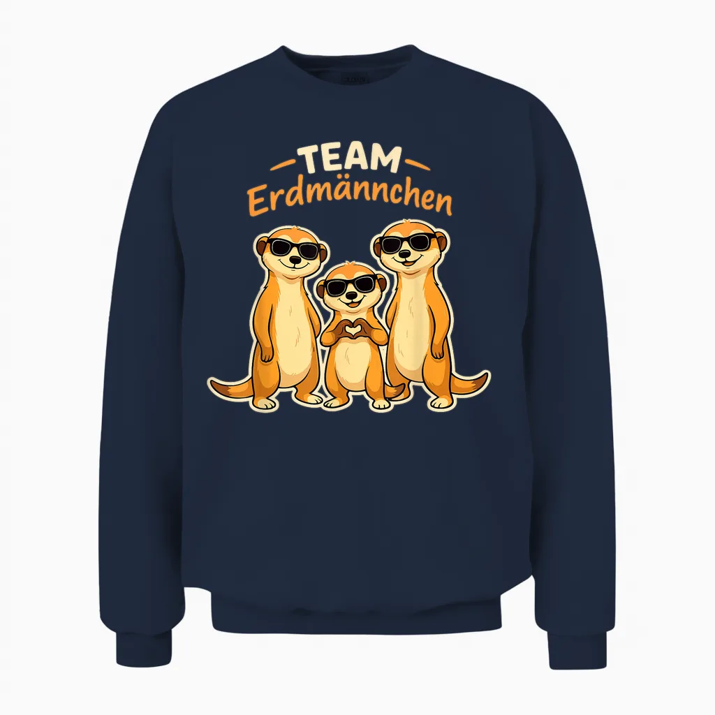 Team Erdmännchen Familie Meerkat Kinder Mädchen Damen Herren Unisex Sweatshirt in Navy
