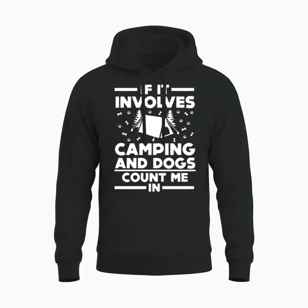 Camping and Dogs Unisex Hoodie in Black