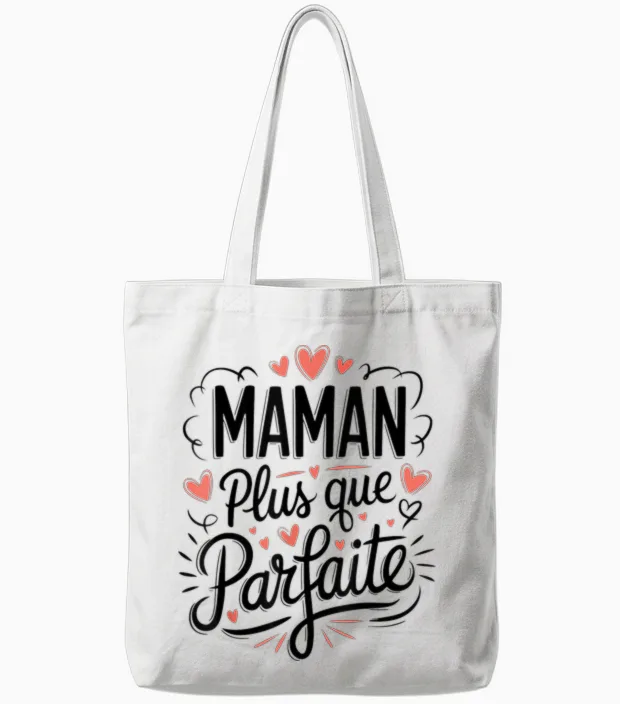 Maman Plus Que Parfait Women's T-Shirt Mother's Day Mum T-Shirt, White, S Tote Bags in White