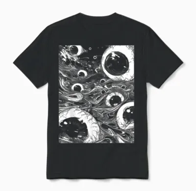 Creepy Horror Eyeballs | Grunge Edgy Weirdcore Aesthetic Unisex T-Shirt - Black