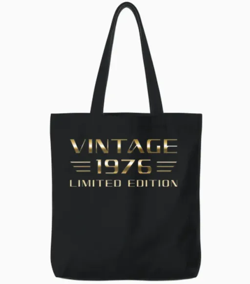Vintage 1976 Limited Edition Oldtimer 50. Geburtstag Tote Bags in Black