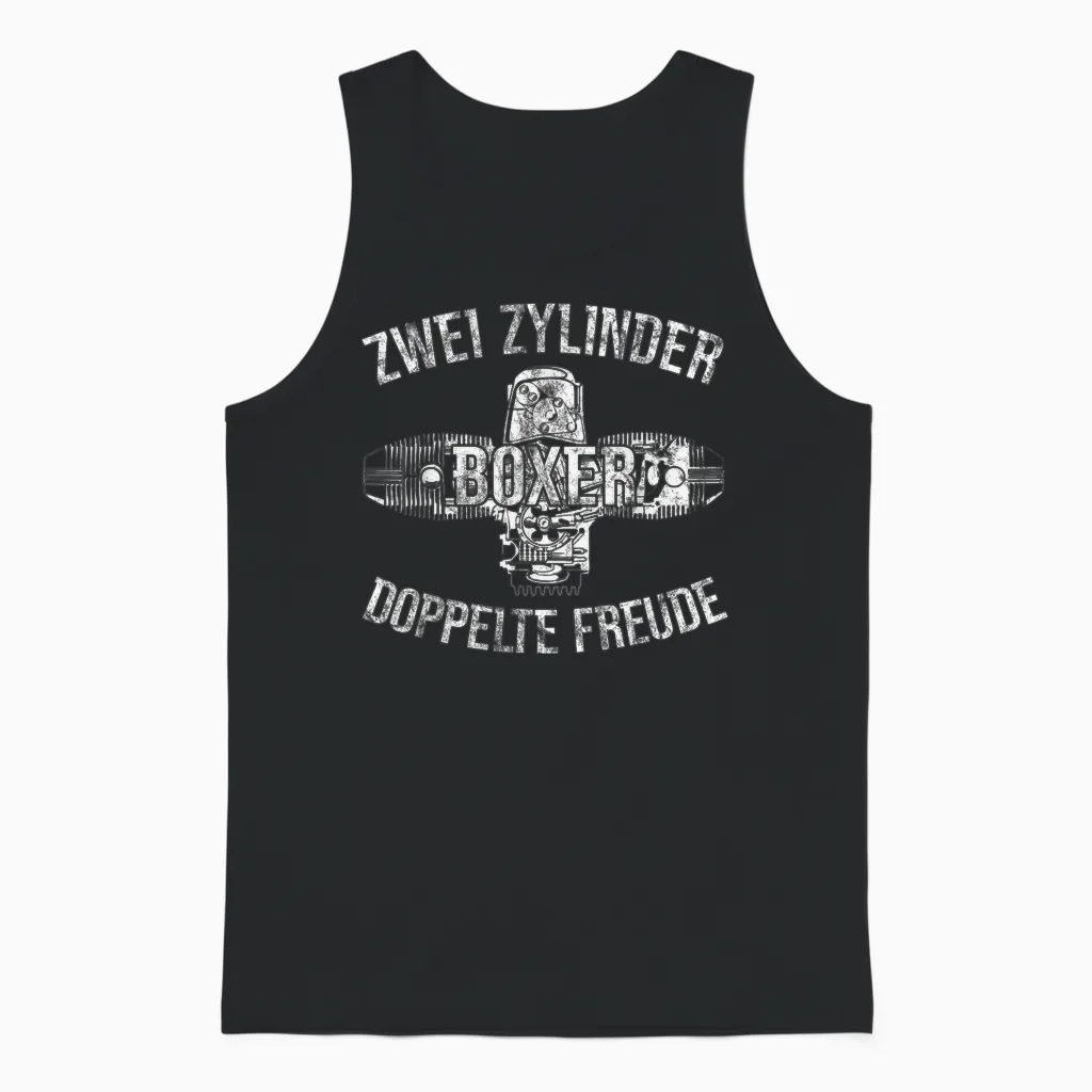Boxer Two Cylinder Double Joy Biker Two-Cylinder T-Shirt, Black Unisex Tank Top in Black
