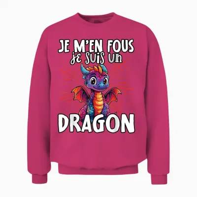 Je M'en Fous Je Suis Un Dragon - Cute Dragon T-Shirt, Black, S Unisex Sweatshirt - Heliconia