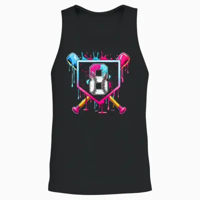 8th Birthday Boys Baseball Ice Cream Drip Boys Baseball Unisex Tank Top - Black