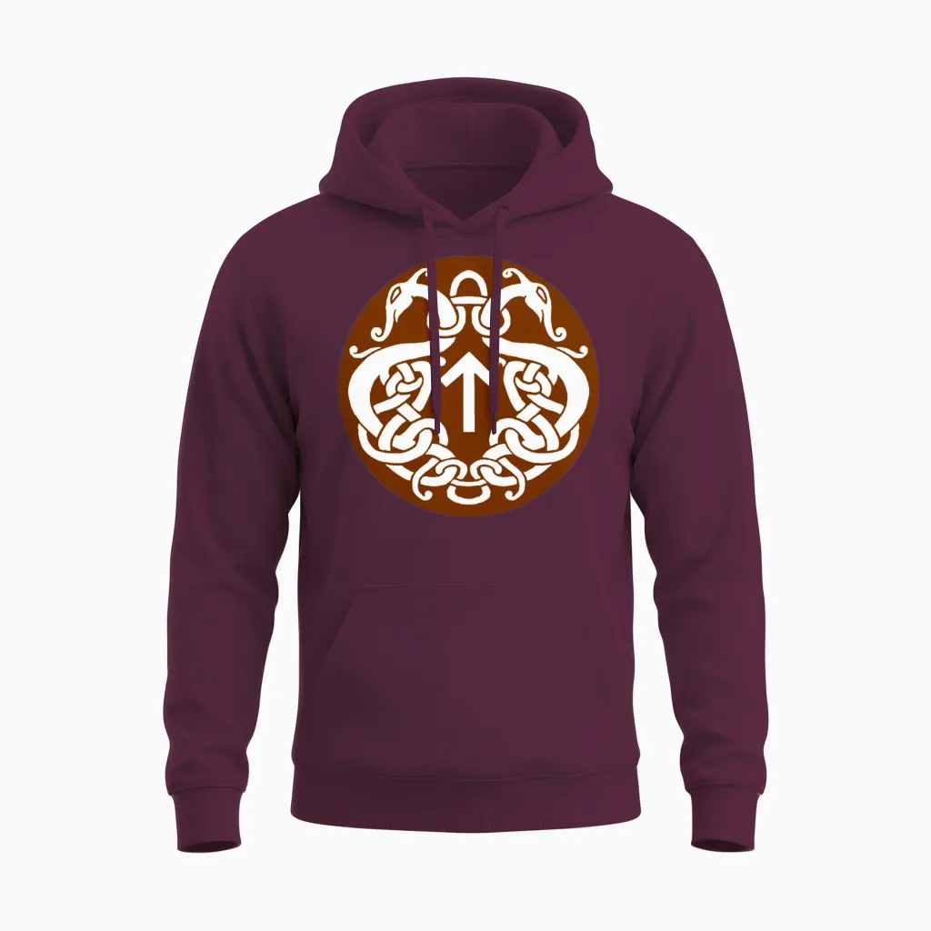 Tyr Rune Unisex Hoodie in Maroon