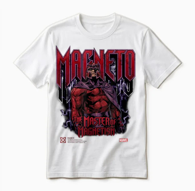 Marvel X-Men Magneto T-Shirt, Black, S Unisex T-Shirt in White