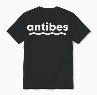 Antibes France White Retro Unisex T-Shirt - Black