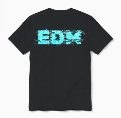 Edm Music Retro Glitch Aesthetics Techno Lover Unisex T-Shirt in Black