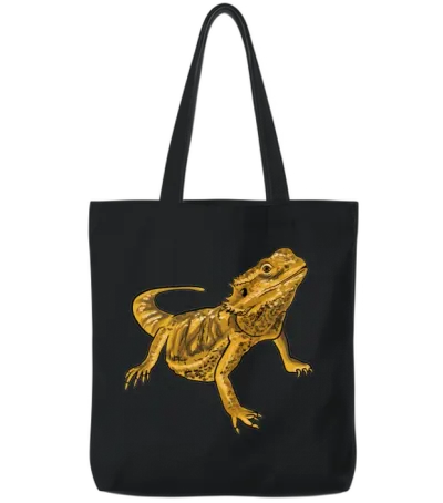 Bearded Dragon Tote Bags - Black