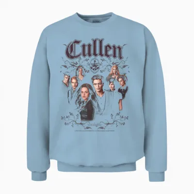 Twilight Cullen Family Portrait Filigree Frame Retro Movie Unisex Sweatshirt - Light Blue