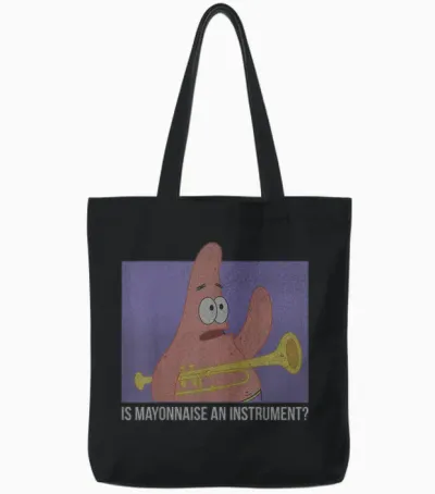 Spongebob Squarepants Patrick Is Mayonnaise an Instrument T-Shirt Small Tote Bags - Black