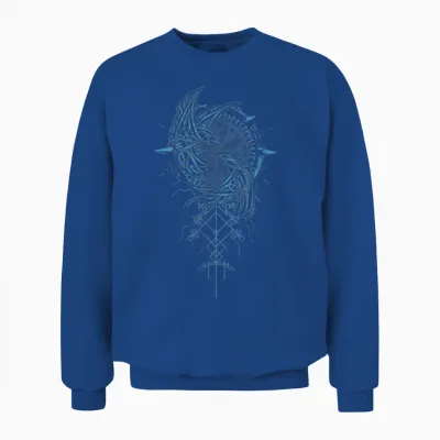 Walhalla Raven Odins Runes Nordic Compass Viking Unisex Sweatshirt - Royal