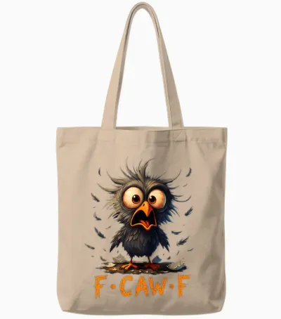 Funny F-Caw-F Black Crow Fcawf Humor Quote Bird Meme Tote Bags - Natural