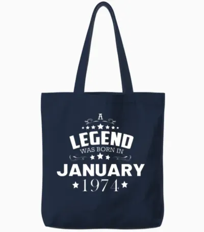 January 1974 Birthday Tote Bags - Navy