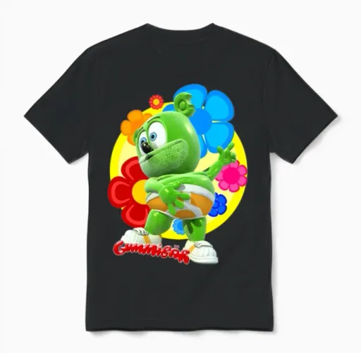 Gummibär Flowers - Floral & Botanical Unisex T-Shirt in Black