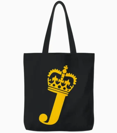 Crown - J – Name Tote Bags - Black