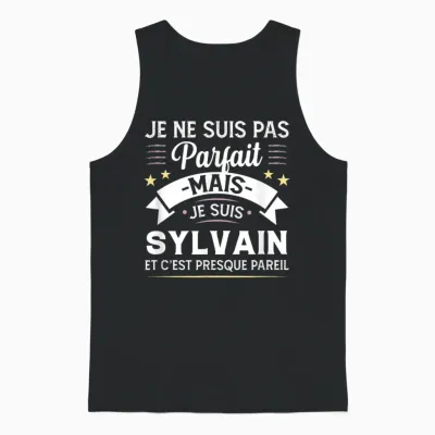 Gift Idea Personalised Name Sylvain Humour Man Unisex Tank Top - Black