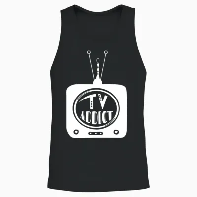Tv Addict Retro Unisex Tank Top - Black