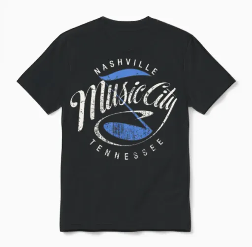 Nashville Tennessee Music City Usa Vintage Unisex T-Shirt in Black