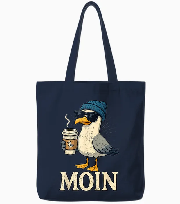 Moin Plattdeutsch Norddeutschland Ostfriesland Ostsee Moin Tote Bags in Navy