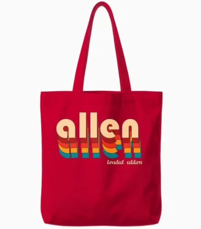 Retro Allen Name Tote Bags - Red
