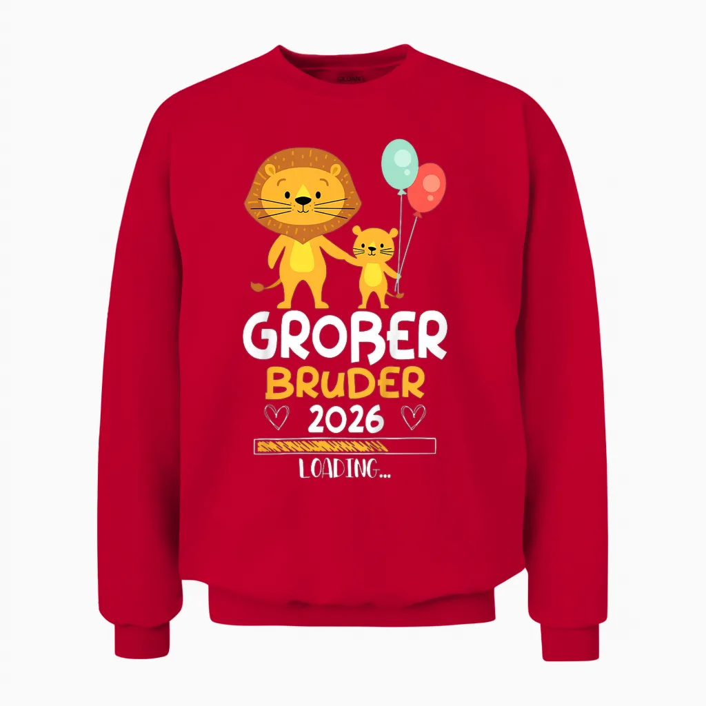 Children's Big Brother 2026 Baby Lion Boys T-Shirt, Black Unisex Sweatshirt in Red