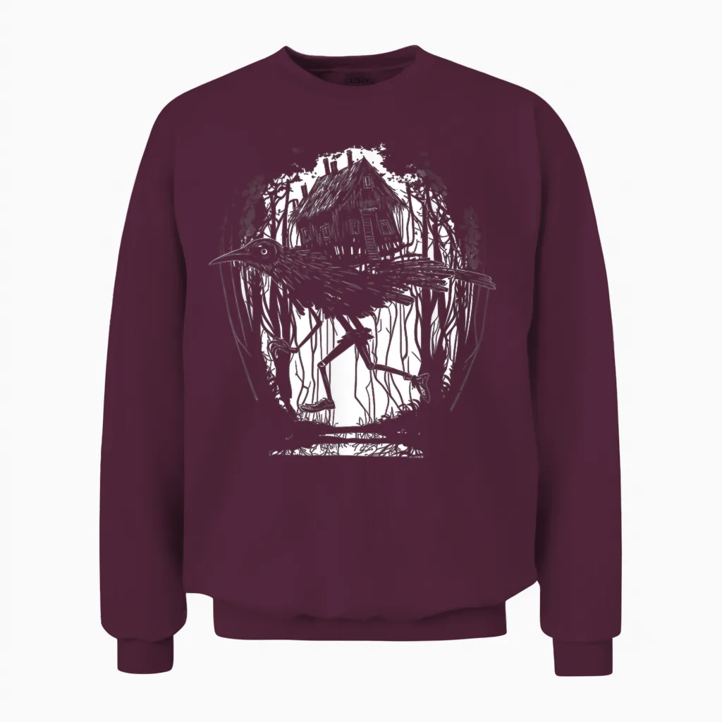 Haus Von Baba Yaga Slawische Folklore Russland Märchen Kunst Unisex Sweatshirt in Maroon