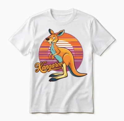Funny Kangaroo Retro Vintage Unisex T-Shirt - White