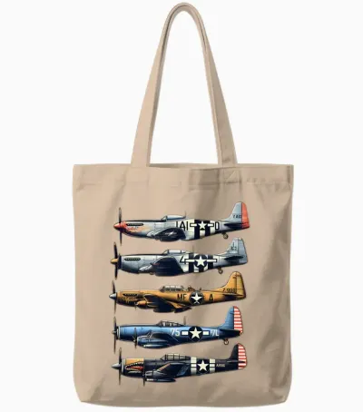 Ww2 Planes P51 Mustang F4u Corsair B17 P47 Thunderbolt Tote Bags - Natural