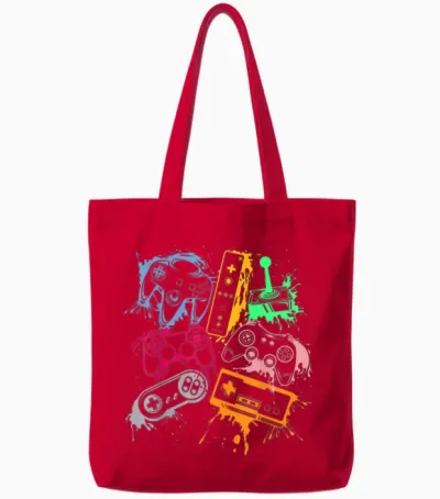 Video Game Console Controllers Retro 80's 90's Arcade Gamer Tote Bags - Red