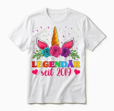 4. Geburtstag Mädchen Shirts, Legendar Seit 2019 Einhorn Unisex T-Shirt - White