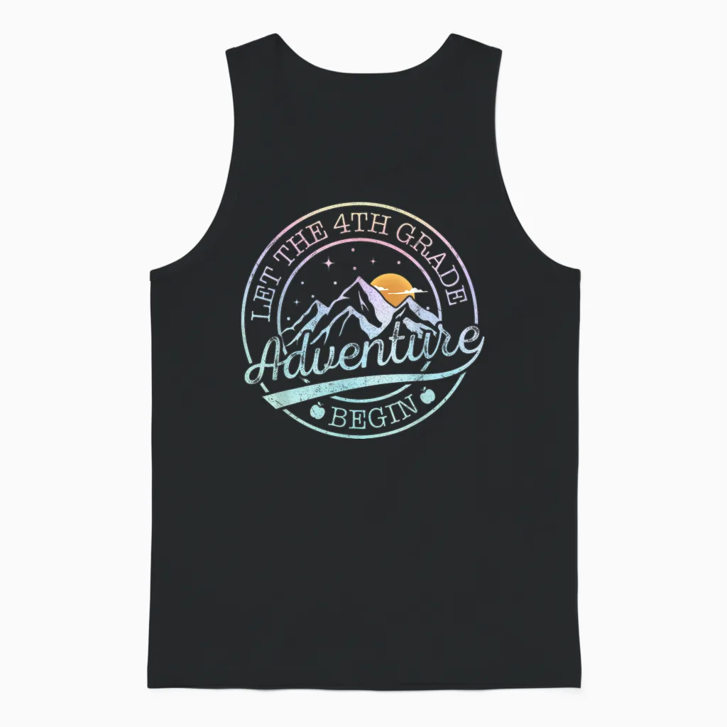 Let the 4th Grade Adventure Begin Retro First Day of School Unisex Tank Top in Black