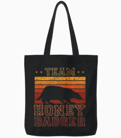 Retro Team Honey Badger Tote Bags - Black