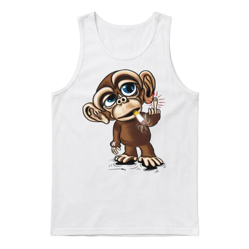Dude Monkey Unisex Tank Top - White