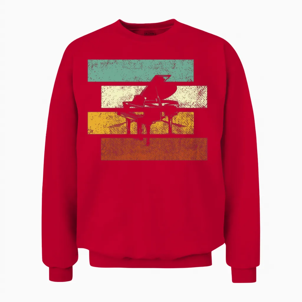 Piano Retro & Keys Unisex Sweatshirt in Red