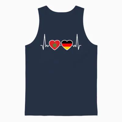 Marokko Deutschland Herzschlag Flagge Deutsch Marokkaner Unisex Tank Top - Navy