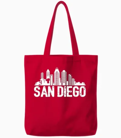 San Diego Skyline Tote Bags - Red