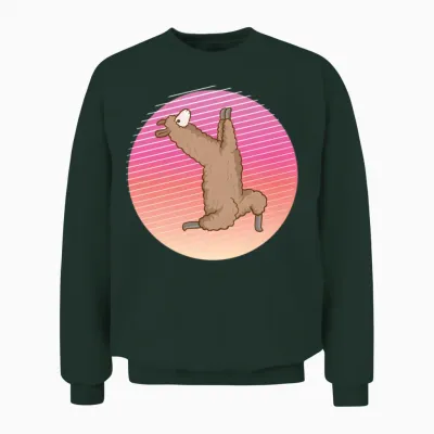 90s Retro Llama Alpaca Unisex Sweatshirt - Forest