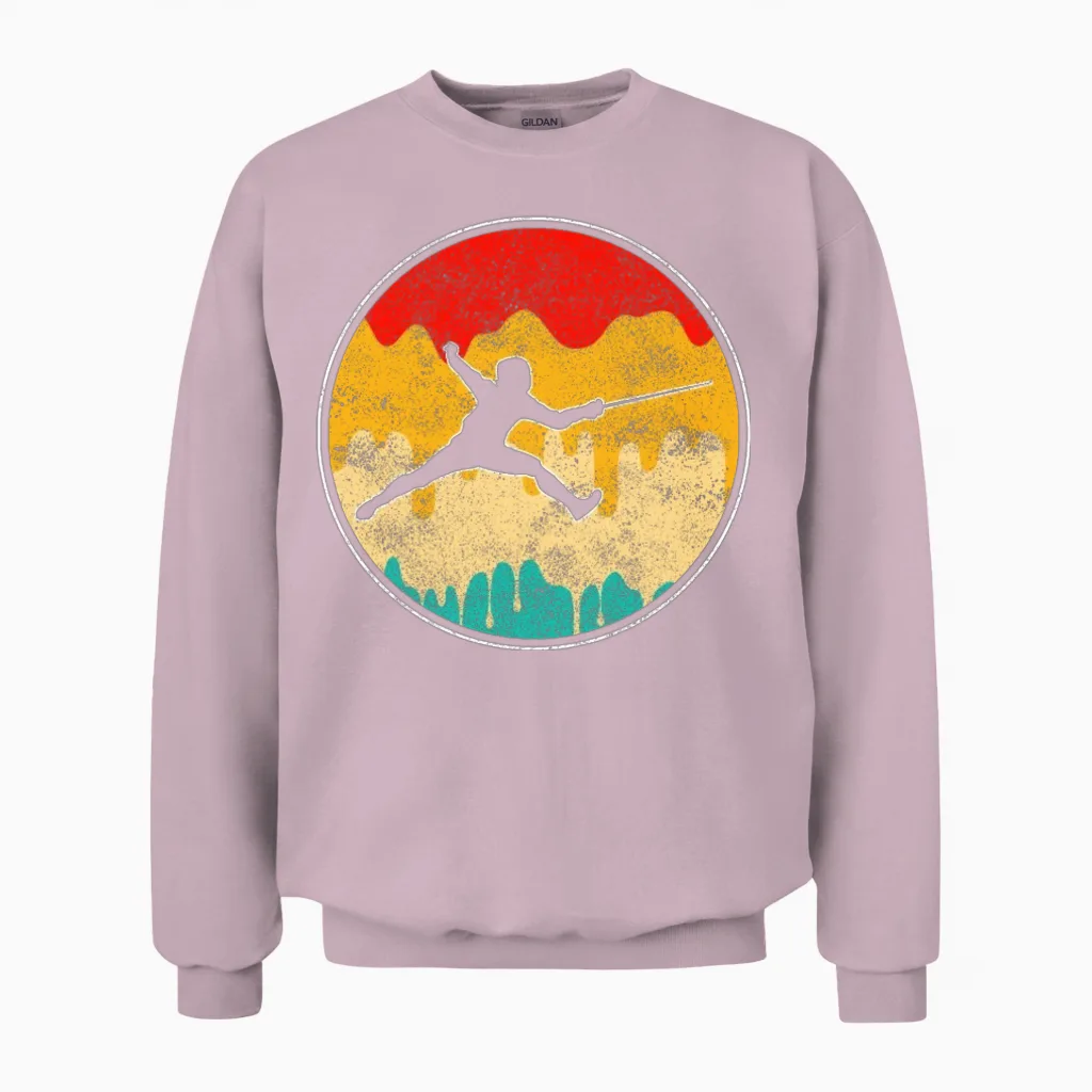 Fencing Retro Unisex Sweatshirt in Light Pink