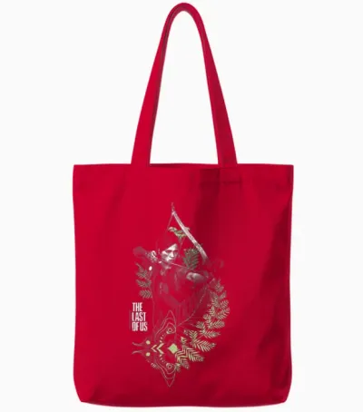The Last of Us Ellie with Moth and Leaves Video Game Tote Bags - Red