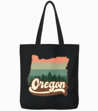 Oregon Retro Tote Bags - Black