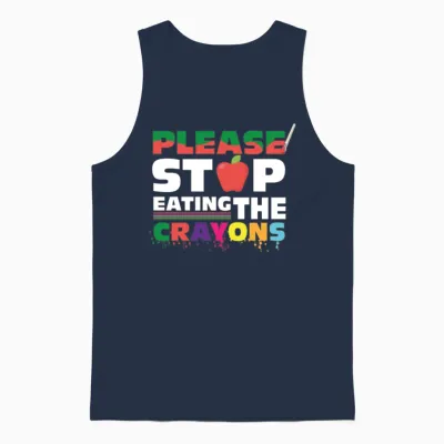 Funny Teacher Design Unisex Tank Top - Navy