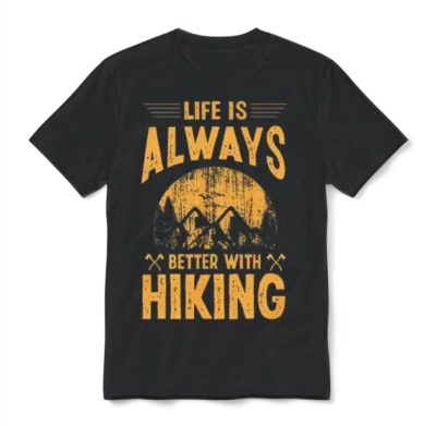 Life Is Always Better with Hiking Unisex T-Shirt - Black