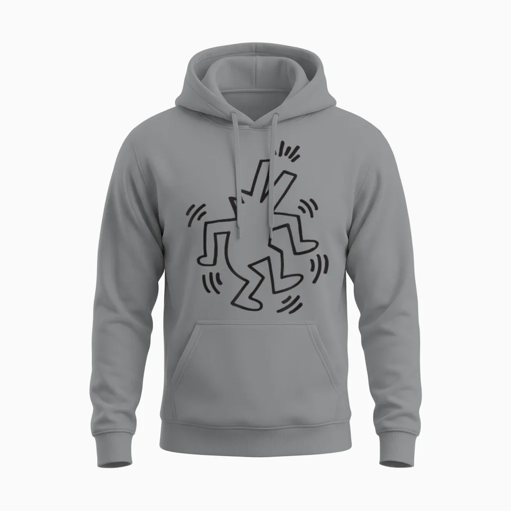 Keith Haring Tanzende Hunde-Kunstwerk Unisex Hoodie in Sport Grey